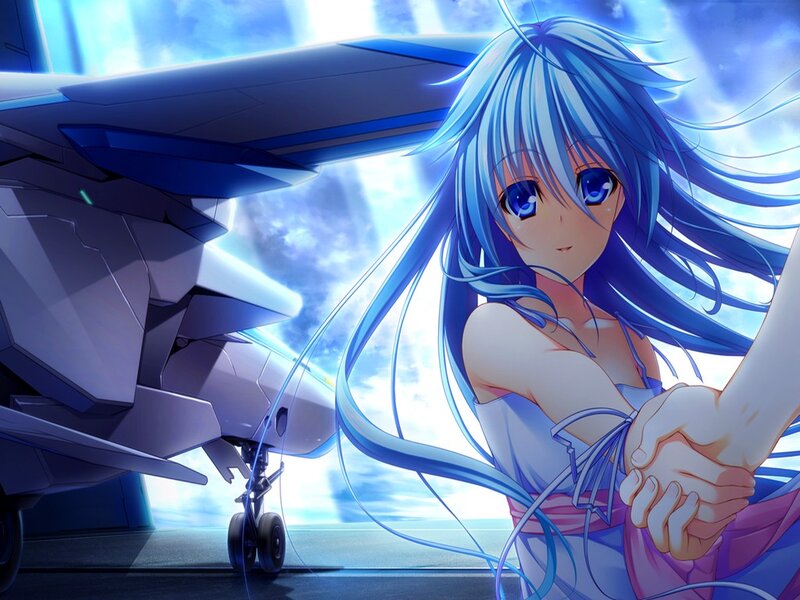 Blue-haired Girl Holding Hand — Blue