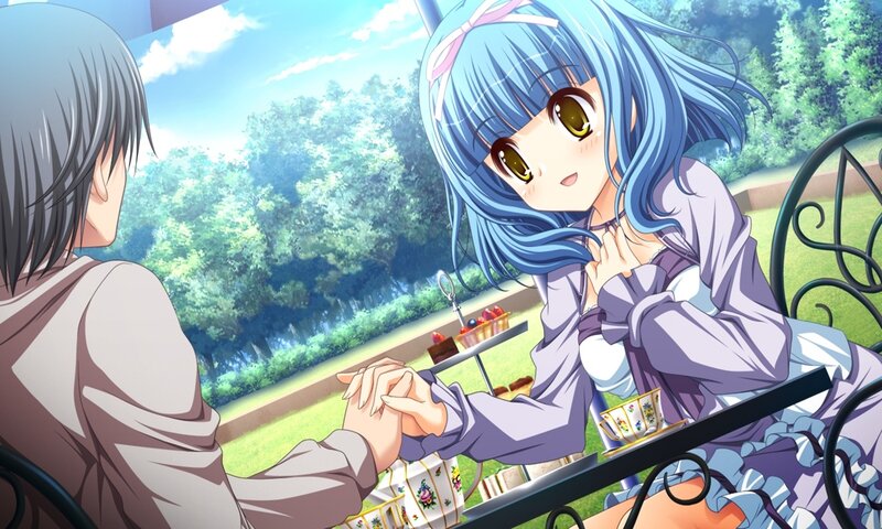 Blue-haired Girl Holding Hands