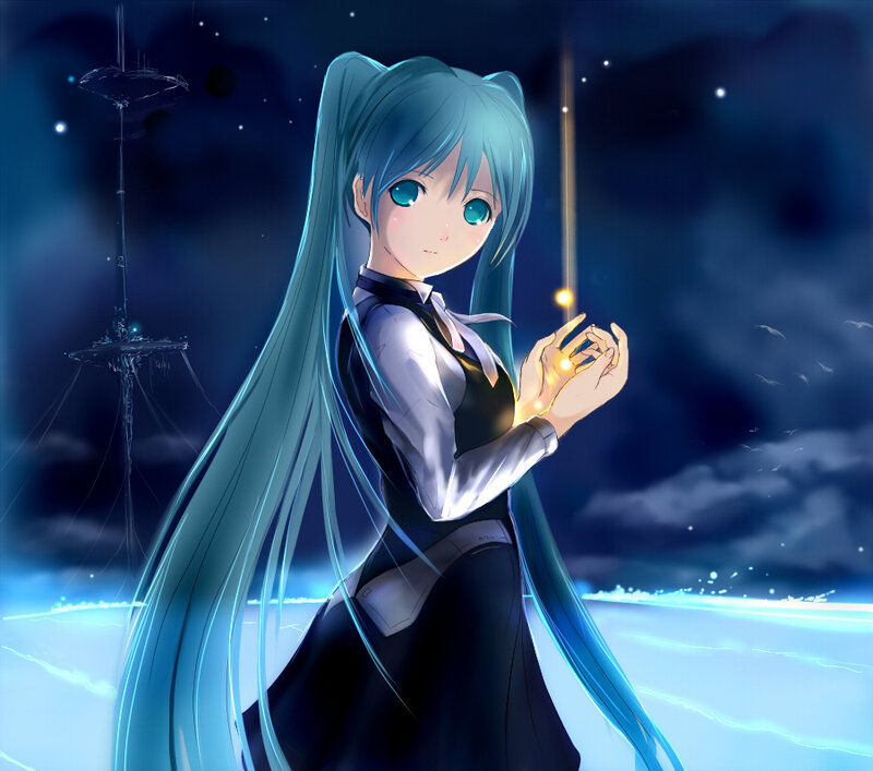 Blue-haired Girl Holding Light