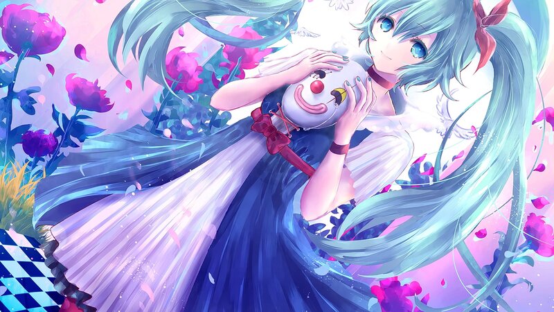 Blue-haired Girl Holding Mask