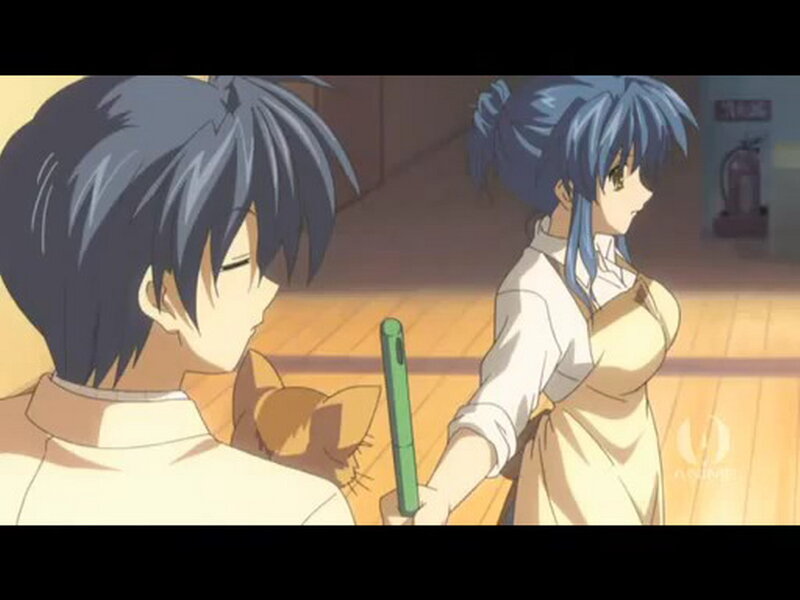 Blue-haired Girl Holding Stick