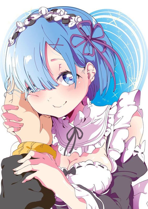 Blue-haired Girl Hugging — Blue, Happy