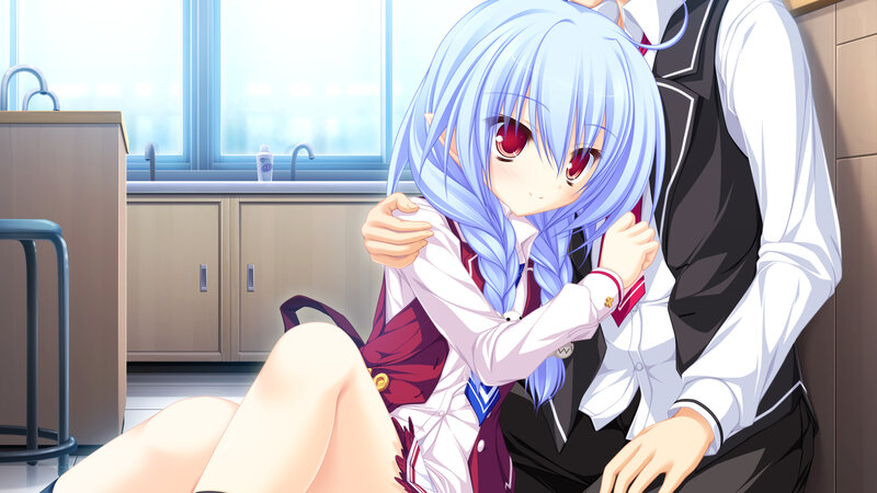 Blue-haired Girl Hugging Boy — Blue, Calm