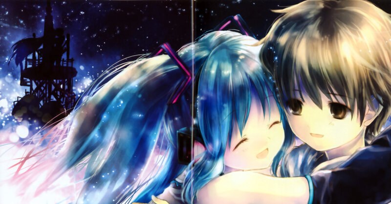 Blue-haired Girl Hugging Boy — Blue