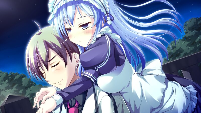 Blue-haired Girl Hugging Boy