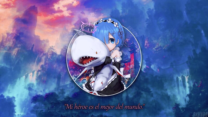 Blue-haired Girl Hugging Shark