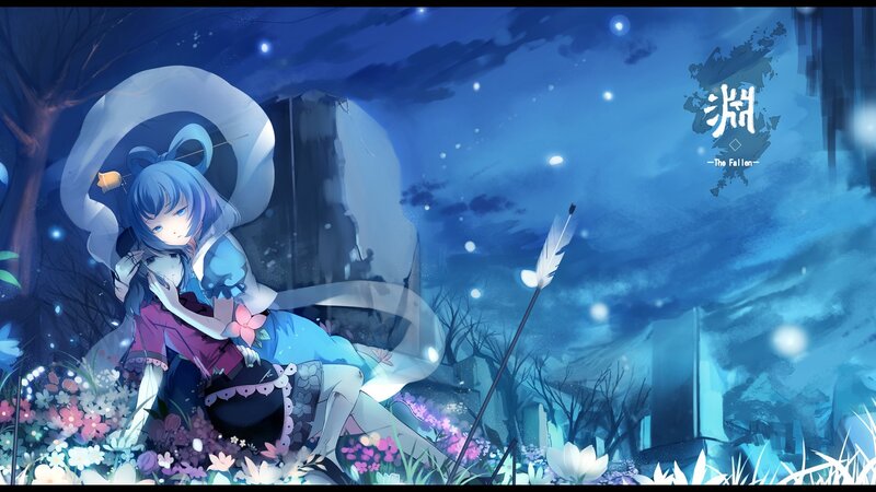 Blue-haired girl in a dreamy forest