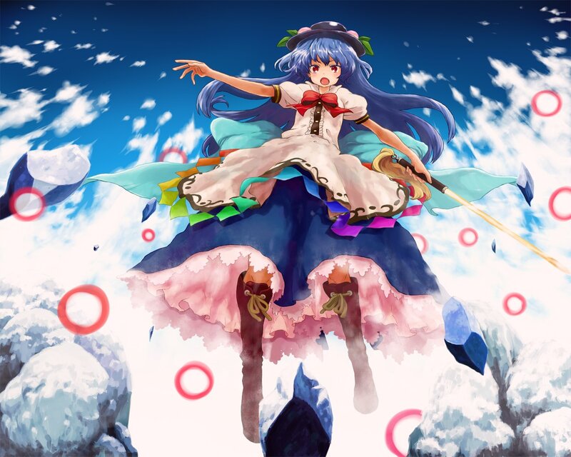 Blue-haired girl in a magical battle