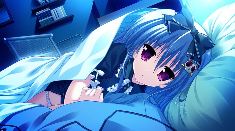 Blue-haired Girl in Bed — Blue, Calm, Night