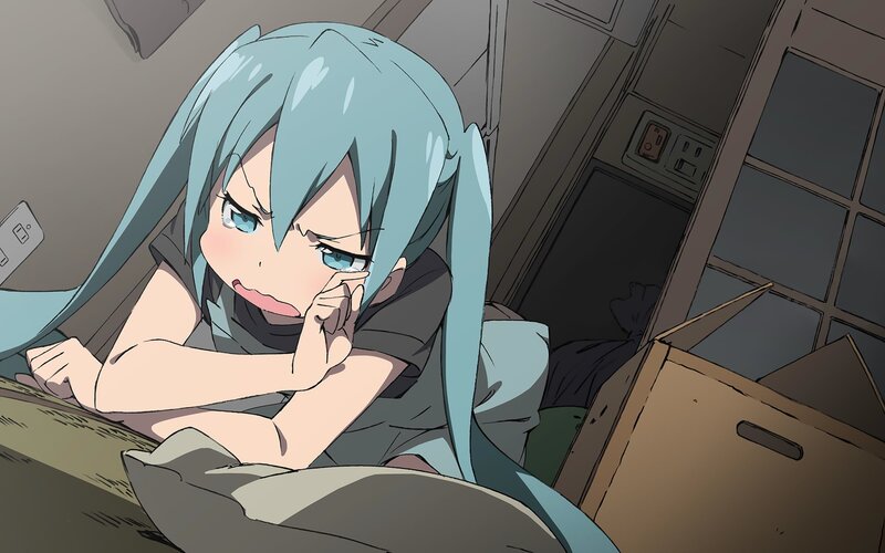 Blue-haired Girl in Bed — Blue, Tired