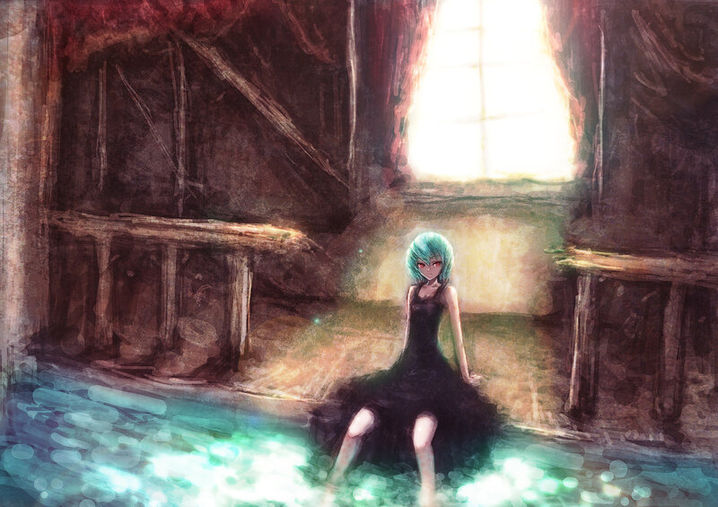 Blue-haired Girl in Black Dress — Dramatic