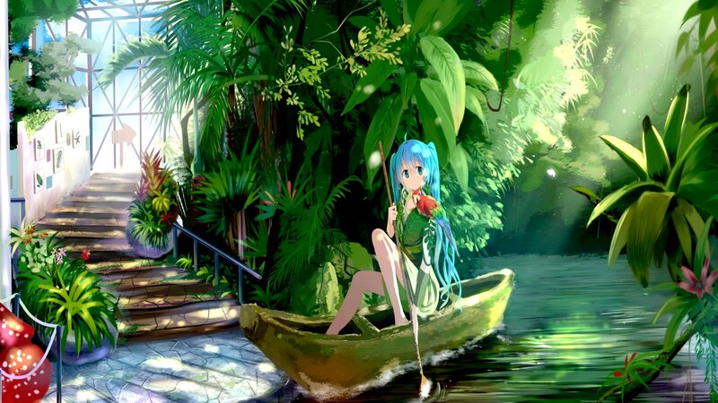 Blue-haired Girl in Boat