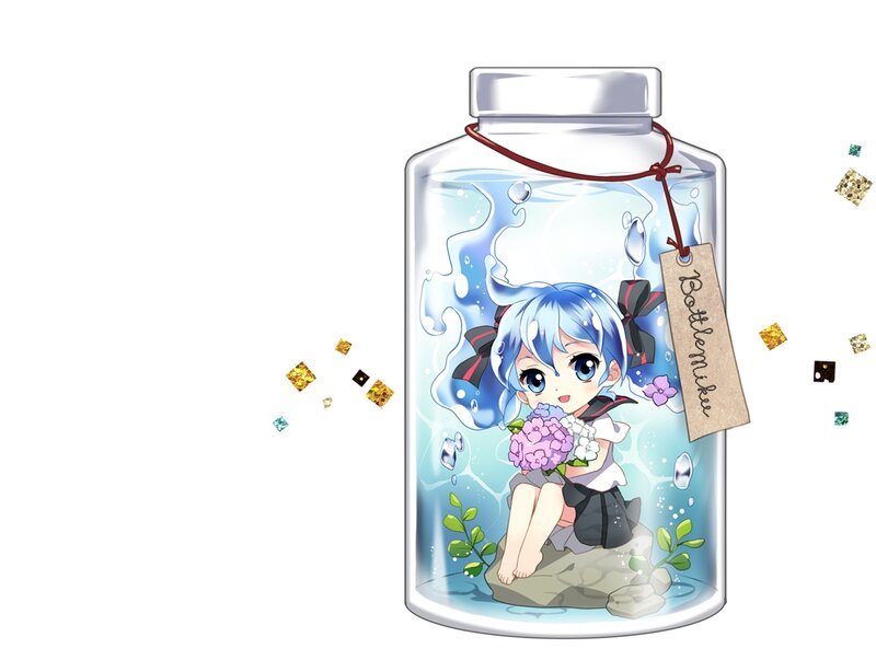 Blue-haired Girl in Bottle — Blue, Serene