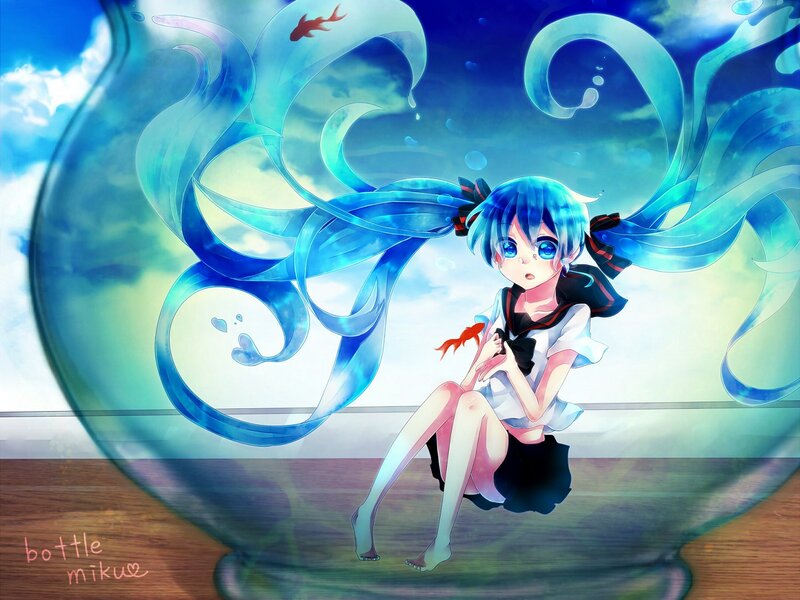 Blue-haired Girl in Bottle — Blue