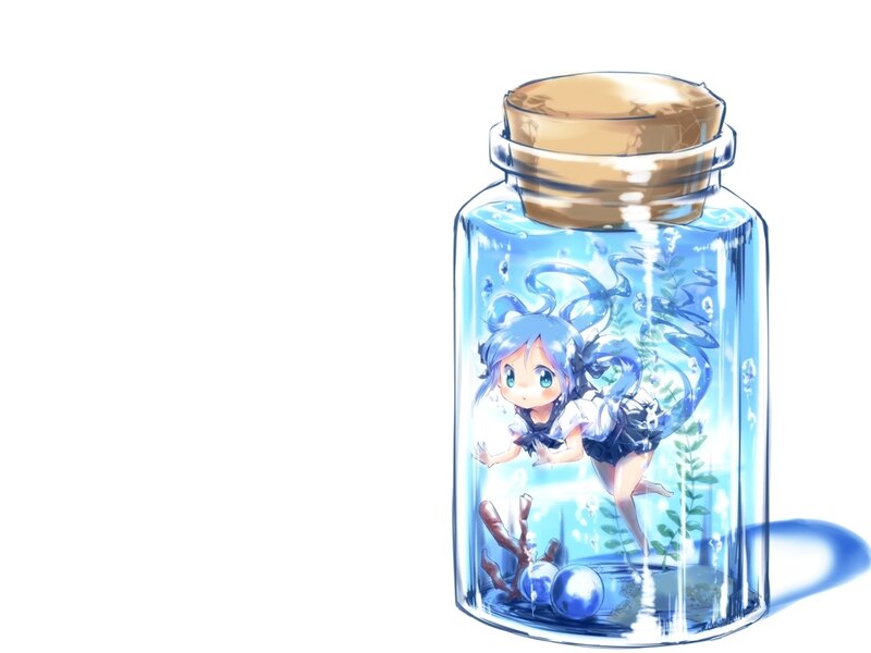 Blue-haired Girl in Bottle