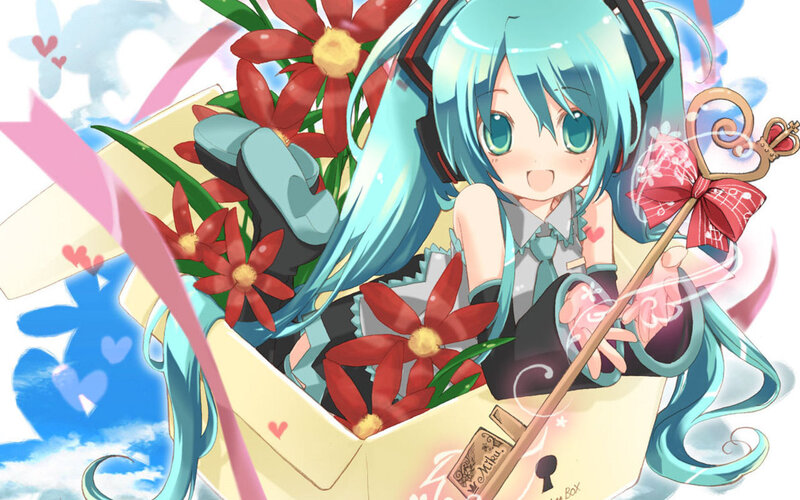 Blue-haired Girl in Box — Cyan, Cheerful