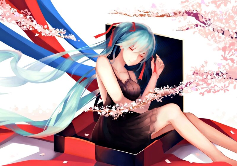 Blue-haired Girl in Box — Red
