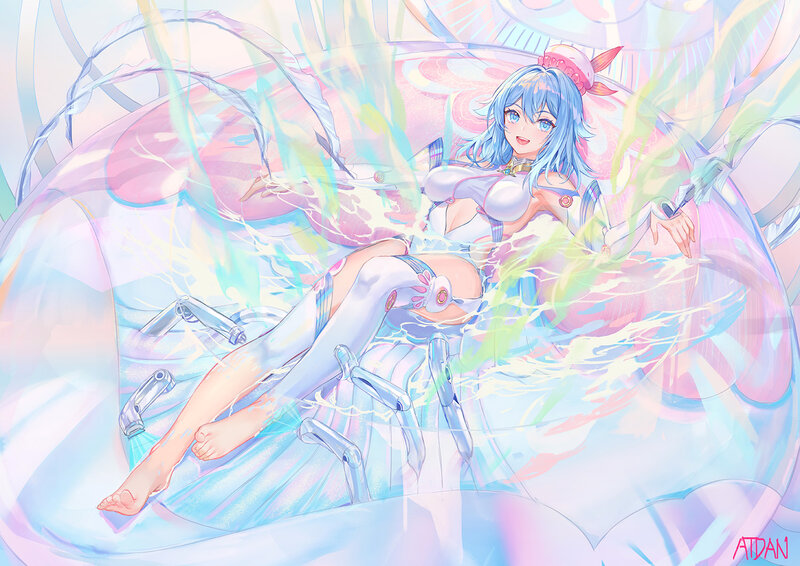 Blue-haired Girl in Bubble — Pink