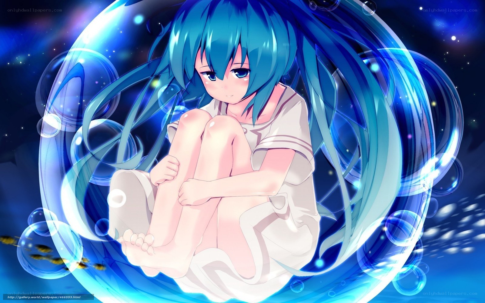 blue-haired girl in bubble