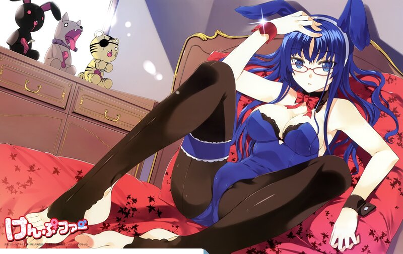 blue-haired girl in bunny costume