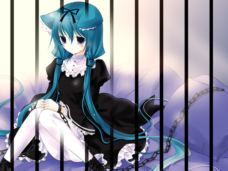 Blue-haired Girl in Cage — Blue
