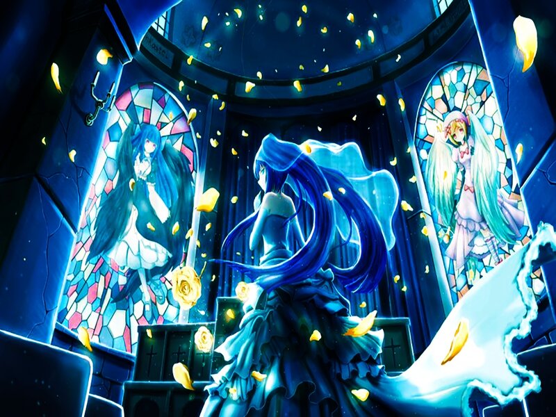 Blue-haired Girl in Church — Blue, Dramatic