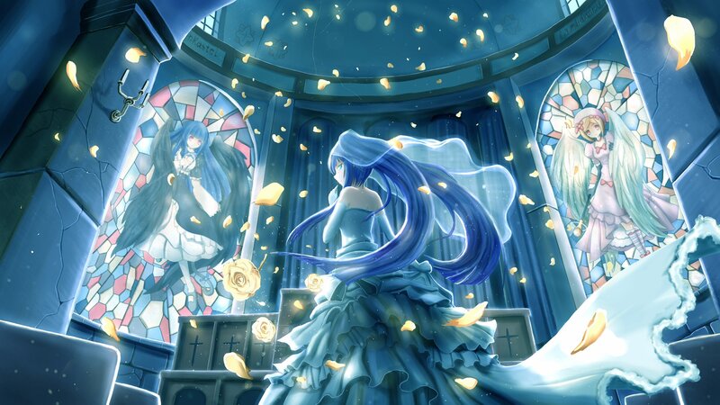 Blue-haired Girl in Church — Blue