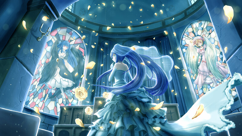 Blue-haired Girl in Church
