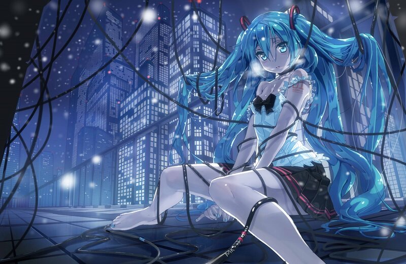 Blue-haired Girl in City — Blue