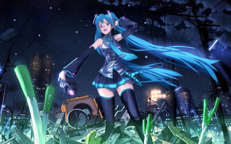 Blue-haired Girl in City