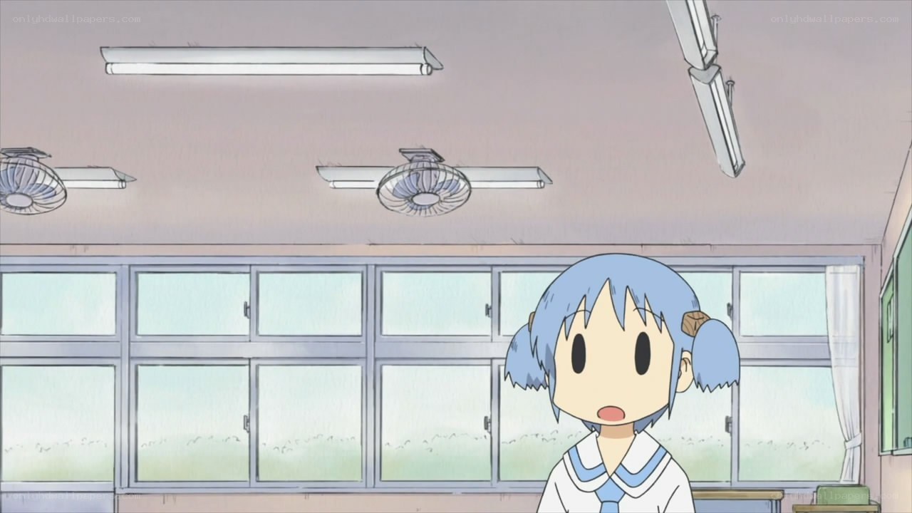 blue-haired girl in classroom