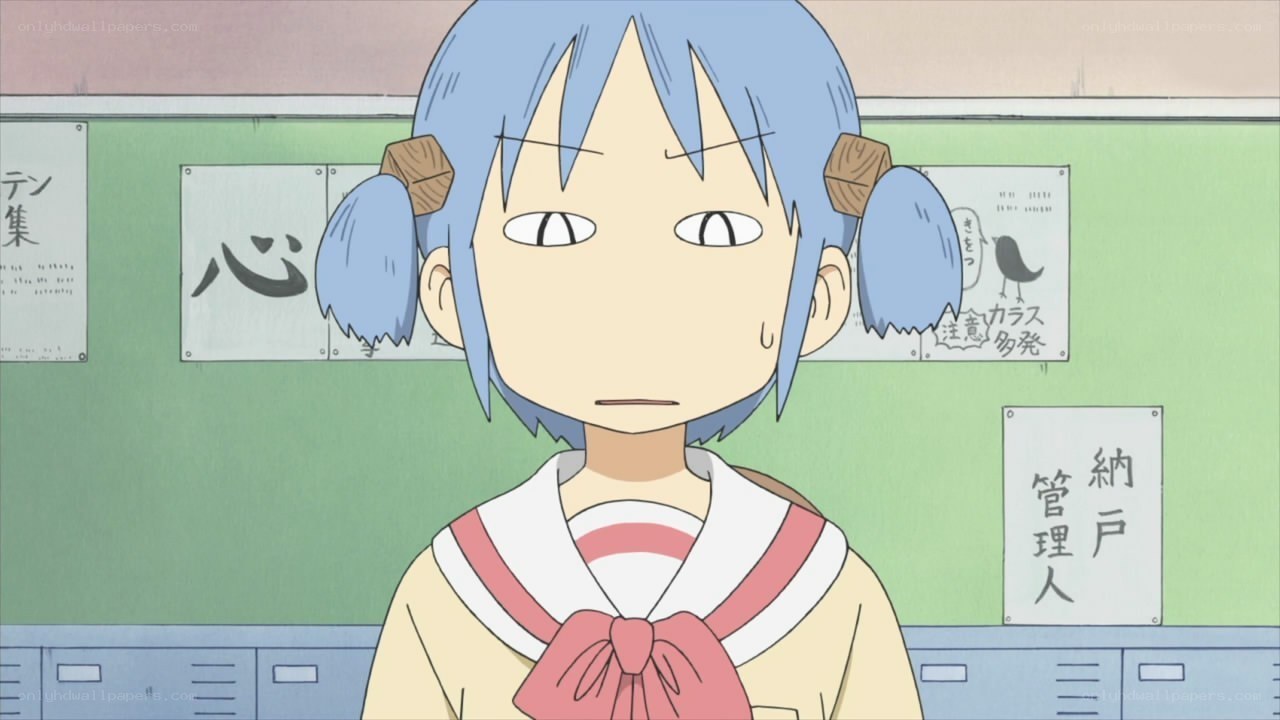 blue-haired girl in classroom
