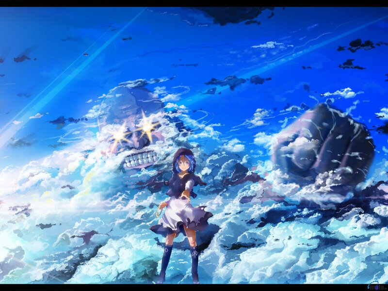 Blue-haired Girl in Clouds — Blue
