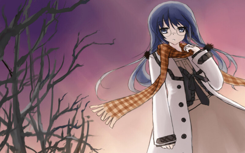 Blue-haired Girl in Coat — Purple