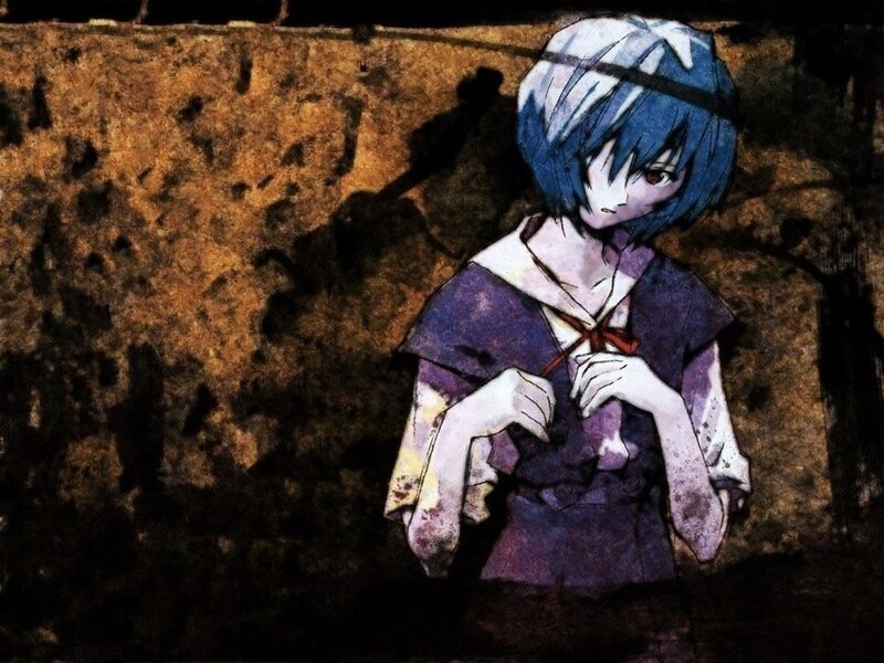 blue-haired girl in dark setting