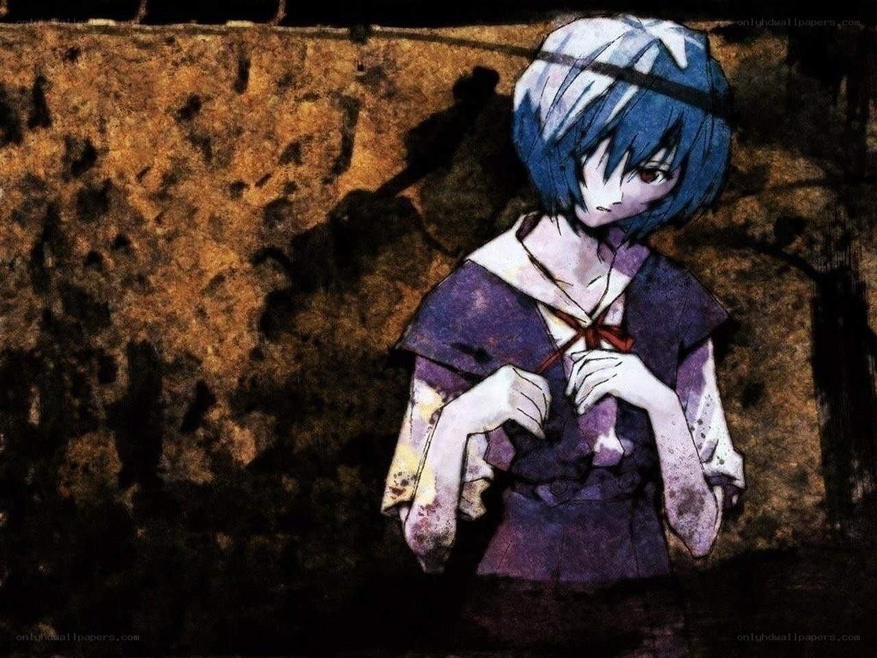 blue-haired girl in dark setting