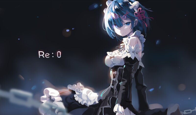 Blue-haired Girl in Dress — Black, Dramatic