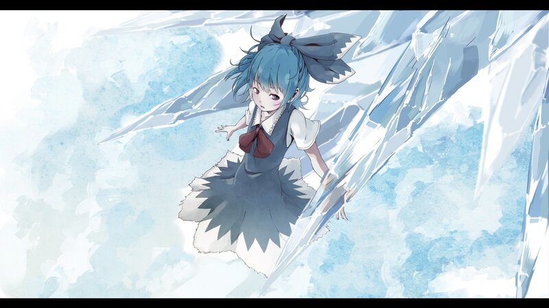 Blue-haired Girl in Dress — Blue, Calm, Anime, Bow