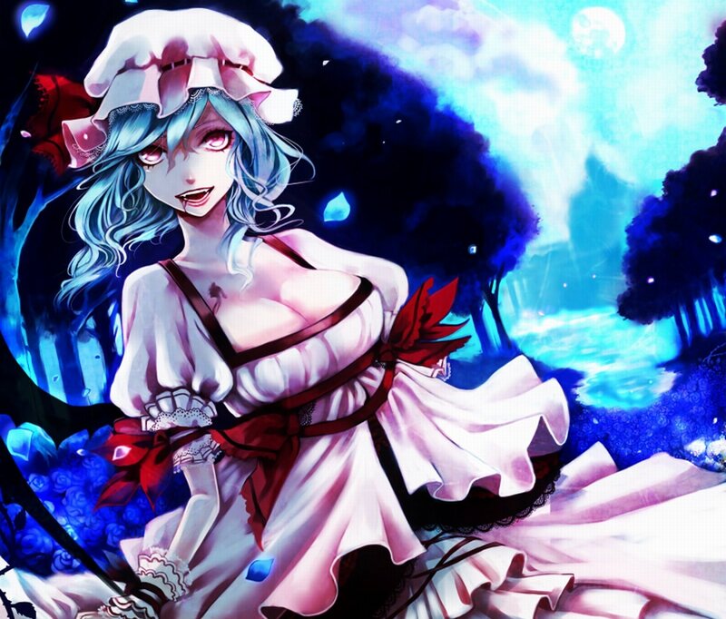 Blue-haired Girl in Dress — Blue, Dramatic, Night
