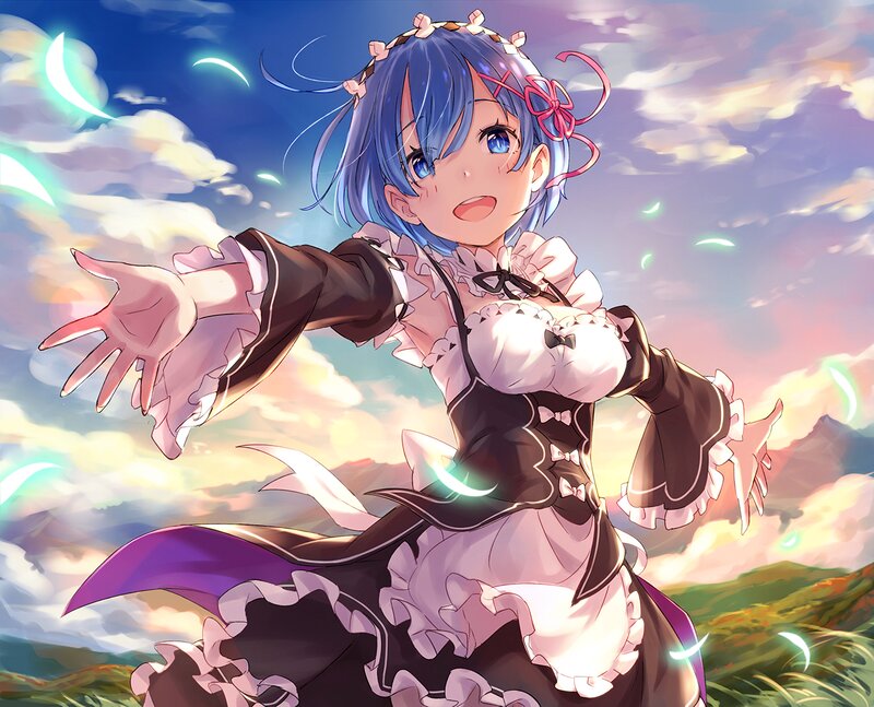 Blue-haired Girl in Dress — Blue, Dramatic, Sunset
