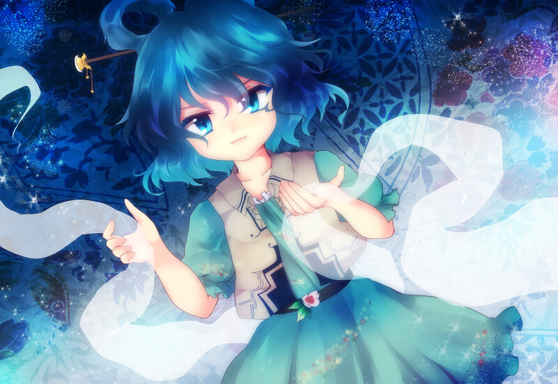 Blue-haired Girl in Dress — Blue, Dreamy, Night