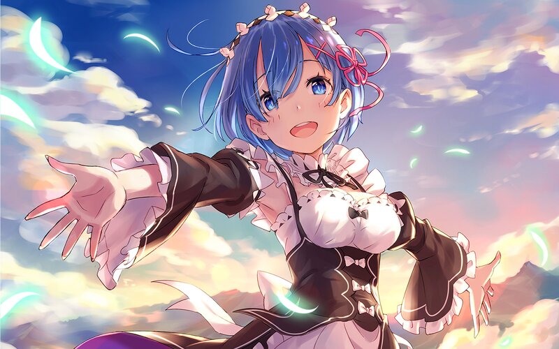 Blue-haired Girl in Dress — Blue, Dreamy, Sunset