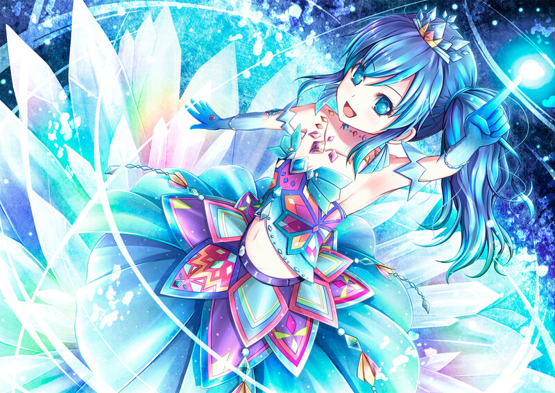 Blue-haired Girl in Dress — Blue, Magical, Digital Art