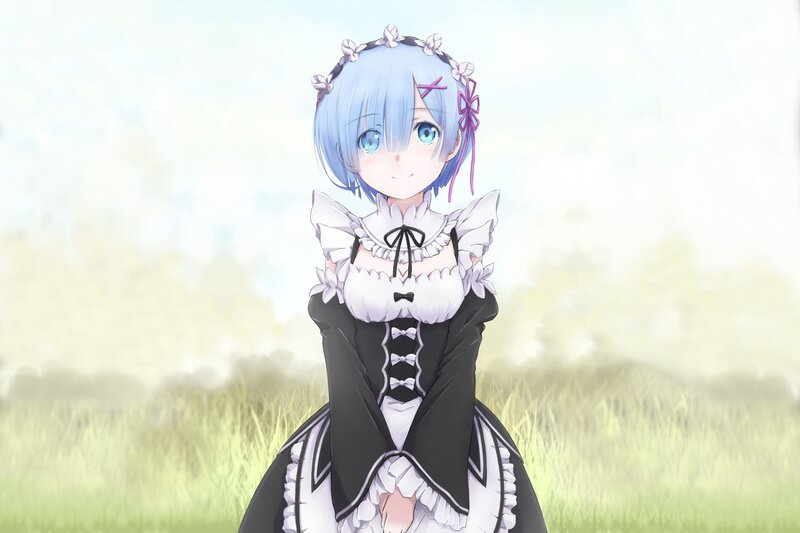 Blue-haired Girl in Dress — Blue, Serene, Morning