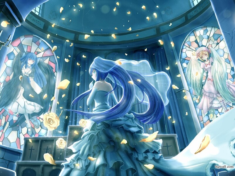Blue-haired Girl in Dress — Blue, Serene, Night