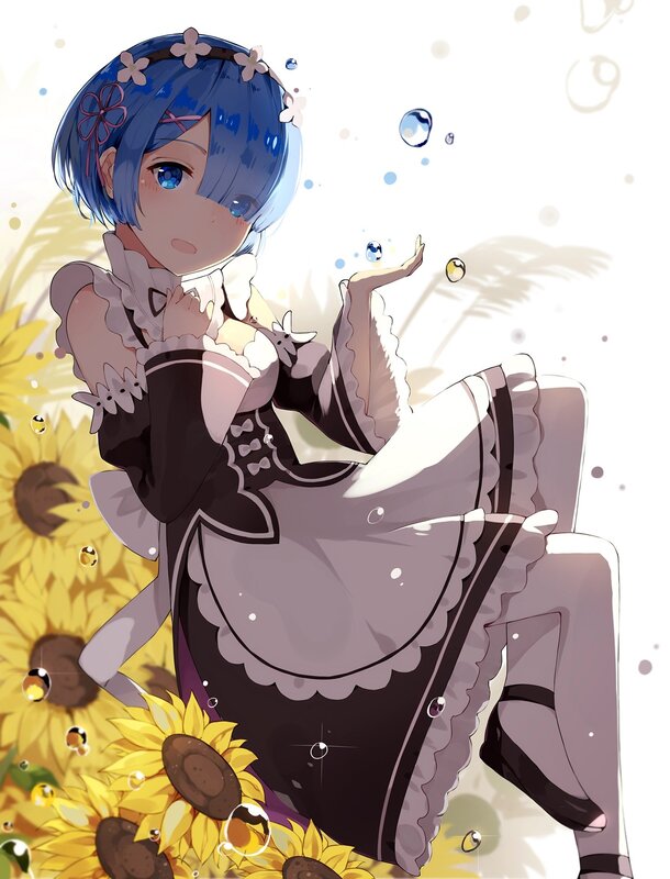 Blue-haired Girl in Dress — Blue, Serene, Summer, Anime