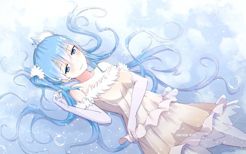 Blue-haired Girl in Dress — Blue, Serene, Winter