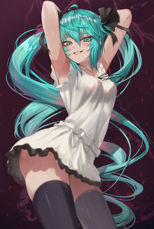 Blue-haired Girl in Dress — Cyan, Playful