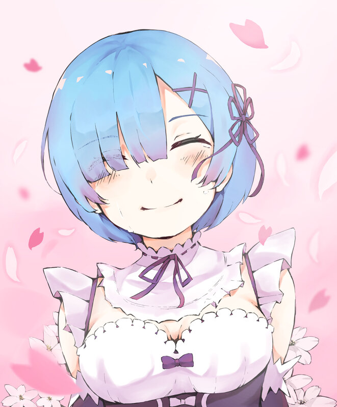 Blue-haired Girl in Dress — Pink, Cheerful