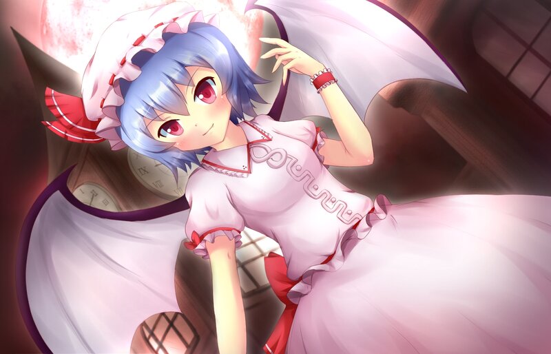 Blue-haired Girl in Dress — Pink, Dramatic